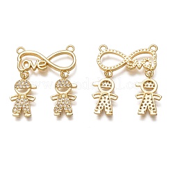 Brass Micro Pave Clear Cubic Zirconia Pendant Links&nbsp;ZIRC-C020-33G
