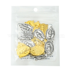 20Pcs 2 Colors Holy Oval Carved Virgin Mary Tibetan Style Alloy Chandelier Component Links&nbsp;TIBE-FS0001-15