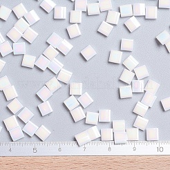 MIYUKIティラビーズ  日本製シードビーズ  2穴  （tl471)ホワイトパールab  5x5x1.9mm  穴：0.8mm  約5900個/500g&nbsp;SEED-MY05-TL471