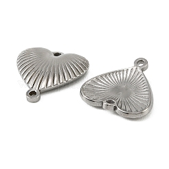 304ステンレススチールコネクタチャーム  溝付きハートリンク  変色なし  ステンレス鋼色  16.5x16.5x2.5mm  穴：1mm&nbsp;STAS-Z198-05P