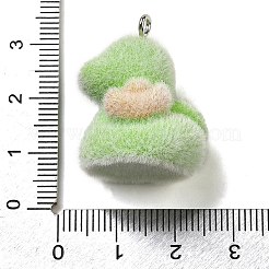 フロッキー樹脂ペンダント  プラチナ鉄ループ付き  ヘビ  27x22x21mm  穴：1.8mm&nbsp;RESI-E059-04E