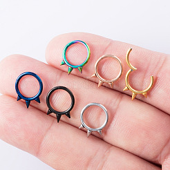 316l サージカルステンレス 3 スパイク軟骨ピアス  コーンフープノーズリング  虹色  13.5x10mm  ピン：1.2mm&nbsp;WG02E4B-03