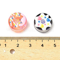 透明なガラスエナメルビーズ  手描きのビーズ  ドーナツ  ミックスカラー  15x9mm  穴：1.2mm&nbsp;LAMP-U004-05