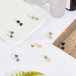 女性用アイアンハートスタッドピアス8個（4色）  ミックスカラー  5.5x6mm  ピン：0.8mm  2個/カラー&nbsp;EJEW-AN0002-86