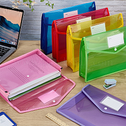 6Pcs 6 Colors Transparent Plastic File Pockets&nbsp;AJEW-FG0005-14
