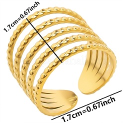 Hollow 304 Stainless Steel Multilayer Open Cuff Ring for Unisex&nbsp;LS-GY6804-2