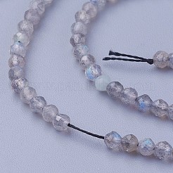 天然石ラブラドライトビーズ連売り  多面カット  ラウンド  2~2.5mm  穴：0.5mm  約180~200個/連  14.5~16.1インチ（37~41cm）&nbsp;G-F619-15-2mm