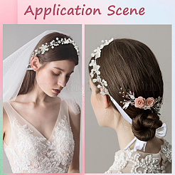 ポリエステル、プラスチックパール、アクリルフラワーヘアバンド、花嫁用ウェディングブライダルベールヘアアクセサリーヘアヴァイン  銀  1080mm&nbsp;OHAR-WH20010-04S