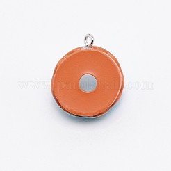 樹脂チャーム  合金パーツ  模造食品  イチゴのドーナツ  ライトブルー  25x21x14mm  穴：2mm&nbsp;RESI-WH0020-01D