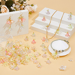 アクリル＆シェルパールペンダント  真鍮のループを有します  花  ミックスカラー  17mm  穴：2.6mm  80個/セット&nbsp;PALLOY-FH00052