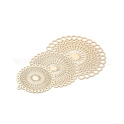 ラック メッキ ブラス フィリグリー ビッグ ペンダント  長持ちメッキ  花と涙  ライトゴールド  56.5x35.5x0.3mm  穴：1mm&nbsp;X-KKC-K001-07KCG