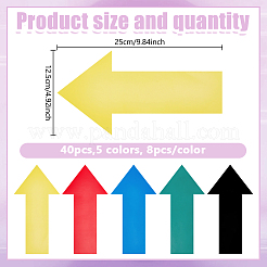 40個 5色 PVC粘着方向矢印  ミックスカラー  250x125x0.2mm  8個/カラー&nbsp;OFST-GO0001-06