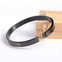 304ステンレススチールバングル  主の祈りのクロス  ガンメタ色  50x58mm&nbsp;BJEW-H0003-16B
