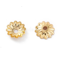 ラックメッキ真鍮ビーズキャップ  長持ちメッキ  花  マルチ花弁  18KGP本金メッキ  5.5x1.3mm  穴：1.2mm&nbsp;X-KK-F827-01A-G