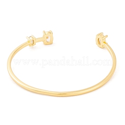 Brass Pave Clear Cubic Zirconia Oval Open Cuff Bangles for Women&nbsp;BJEW-S147-23G