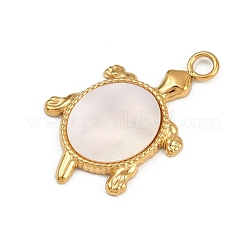 304ステンレスペンダント  アクリルと  ウミガメチャーム  ホワイト  25x16x2mm  穴：2.2mm&nbsp;LS-STAS-L298-03G-02