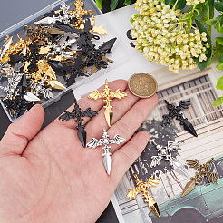 40本4スタイルアロイペンダント  剣と剣  ミックスカラー  44.5x34.5x2.5~3mm  穴：4mm  10個/スタイル&nbsp;FIND-AR0004-12