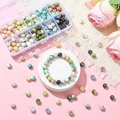 200色ベーキングペイントガラスビーズ10個  ラウンド  ミックスカラー  8mm  穴：1mm  20個/カラー&nbsp;GLAA-YW0004-36