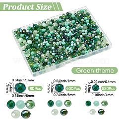 1720 個 3 スタイルガラスビーズ  多面カット  ロンデル  ライムグリーン  4~8x3~6mm  穴：0.4~1mm  1000個/秒&nbsp;EGLA-SP0001-38B