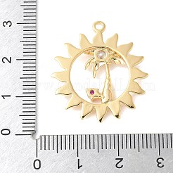 Brass Micro Pave Clear Cubic Zirconia Pendants&nbsp;KK-U064-05G