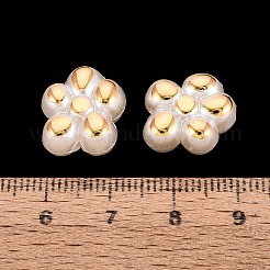 ABSプラスチックパール調ビーズ  ゴールドライン入り  花  乳白色  14.5x13x7.5mm  穴：1.8mm  約555個/500g&nbsp;PL-N007-41
