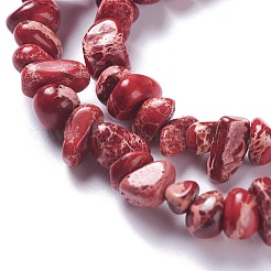 天然のジャスパービーズ連売り  染め  チップ  レッド  6~10x5~8x4~6mm  穴：1.2mm  約79個/連  15.75インチ（40cm）&nbsp;X-G-P444-05D