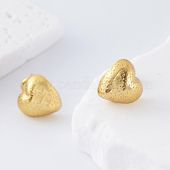 女性用304ステンレススチールスタッドピアス  ハート  ゴールドカラー  15x13mm&nbsp;BA7162