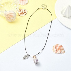 Glass Bottle & Alloy Shell Pendant Necklace&nbsp;NJEW-FZ00016