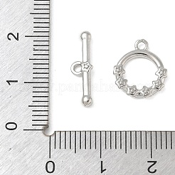 真鍮製マンテル  スターとリング  カドミウムフリー＆鉛フリー  長持ちメッキ  プラチナ  バー：5x16.5x2mm  穴：1.4mm  リング：13x11x2mm&nbsp;KK-CBAFC6C-07B-P