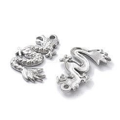変色防止304ステンレススチールペンダント  ドラゴンチャーム  ステンレス鋼色  26.5x16.5x2.5mm  穴：1.8mm&nbsp;STAS-R130-27P