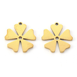 PVD真空メッキ201ステンレススチールペンダント  レーザー切断  花  18KGP本金メッキ  16x15x1mm  穴：1mm&nbsp;STAS-N092-97G