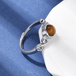 Natural Tiger Eye Finger Rings&nbsp;RJEW-A084-04P-06