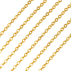 真鍮被覆鉄フラットアズキチェーン  ハンダ付け  スプールで  フラットオーバル  ゴールドカラー  2.5x2x0.3mm  約32.81フィート（10m）/ロール&nbsp;CH-TAC0007-02G