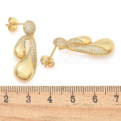 Rack Plating Brass Micro Pave Clear Cubic Zirconia Stud Earrings for Women&nbsp;EJEW-C125-21D-G