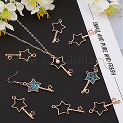 合金空枠ペンダント  UVレジンDIY用  エポキシ樹脂  プレスジュエリー  スターキー  ローズゴールド  40x19.5x3mm  穴：2.5mm  20個/箱&nbsp;PALLOY-PH0013-54RG