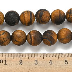 艶消し天然のトラの眼のビーズの連  グレードAB  ラウンド  10mm  穴：1mm  約38個/連  14.96''（38センチメートル）&nbsp;X-G-Q177-A01-01