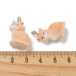 フロッキーアクリルパーツ  鉄パーツ  サドルブラウン  プラチナ  猫の形  23x17x12.5mm  穴：2.5mm&nbsp;FIND-A044-01E