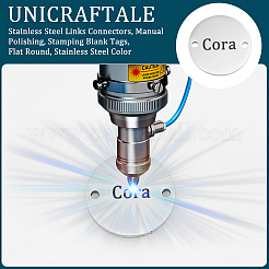 304ステンレススチールリンクコネクター  手動研磨  空白タグのスタンプ  フラットラウンド  ステンレス鋼色  20x1.8mm  穴：1.3mm  15pc&nbsp;STAS-UN0058-46P