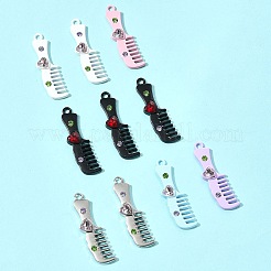 10個の合金ペンダント  くし  ラインストーン付き  スプレー塗装  ミックスカラー  44x16x5mm  穴：3mm&nbsp;ALRI-FS0001-12