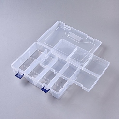 プラスチック二重層オーガナイザーボックス  多目的収納ボックス  長方形の8コンパートメント  透明  23x16x5.8cm&nbsp;CON-WH0069-88