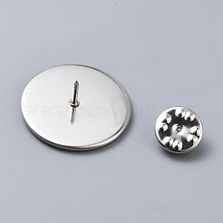 ステンレススチールのブローチベースセッティング  ステンレス鋼色  トレイ：25.5mm  26.5mm&nbsp;FIND-WH0365-112P