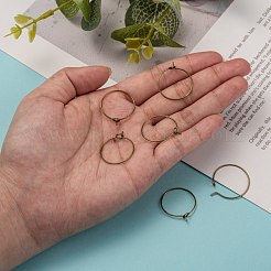 真鍮のワイングラスのチャームリング  フープピアスパーツ  ニッケルフリー  アンティークブロンズ  20x0.8mm  20ゲージ&nbsp;EC067-2AB-NF
