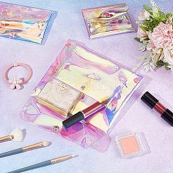 4個 3スタイル レーザー虹彩PVCウォレット  小銭入れ  鉄釘＆スナップボタン付き  クリアAB  7.6~14x10.7~20x0.7~1.1cm&nbsp;AJEW-OC0003-48