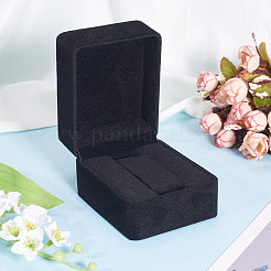 ベルベットのシングルウォッチパッケージボックス  長方形  ブラック  10x8x6.5cm&nbsp;CON-TADJ0001-02D