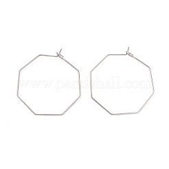 316ステンレススチールフープピアス金具  ワイングラスチャームのパーツ  八角形  ステンレス鋼色  31x31.5x0.7mm&nbsp;STAS-C029-03P