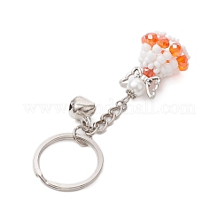 Glass Seed & Plastic Pearl & Alloy Keychain&nbsp;KEYC-MZ00025