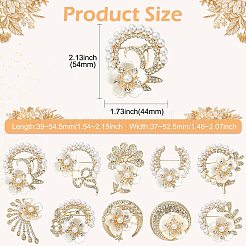 10Pcs 10 Styles Flower Alloy Rhinestone Lapel Pins&nbsp;JEWB-CJ0003-06