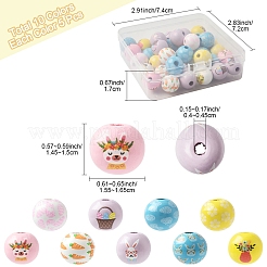50Pcs 10 Styles Easter Theme Printed Wood Beads&nbsp;WOOD-FS0001-42