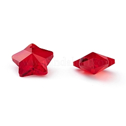 クリアガラスペンダント  多面カット  スターのチャーム  レッド  13x13.5x7mm  穴：1mm&nbsp;GLAA-P037-04-11