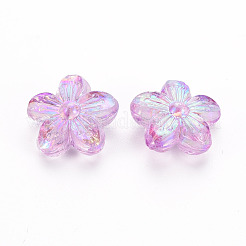 透明なアクリルビーズ  ABカラー  花  スミレ  14.5x15.5x7mm  穴：1.8mm  約657個/500g&nbsp;TACR-S154-45C-935